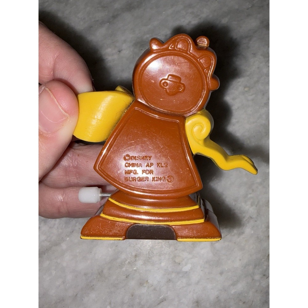 Vintage BURGER KING KIDS CLUB BEAUTY AND THE BEAST COGSWORTH Wind-up Toy, Works